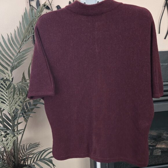 Alicia Peru One Size Alpaca & Pima Cotton Burgundy Red one button cardigan - Picture 3 of 4